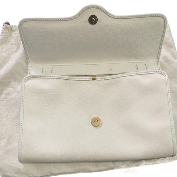 Gucci Authentic Vintage Bag Clutch GG Flap Monogram White - Picture 8 of 14